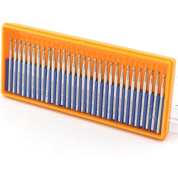 JINGLING Diamond Grinding Bits 2.5mm Spherical Head Bur Pack of 30Pcs