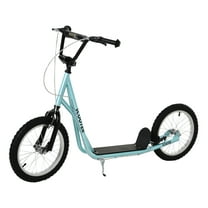 Aosom Youth Scooter Kick Scooter for 5 with Adjustable Handlebar 16" Front and Rear Dual Brakes Inflatable Wheels, Blue