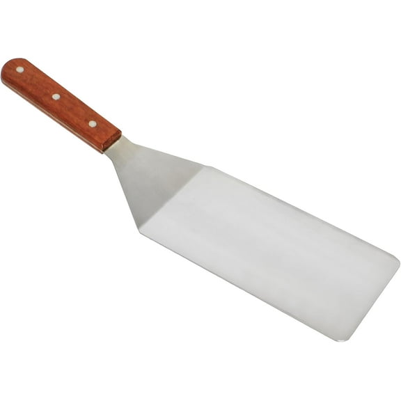 TrueCraftware- 4" x 8" Oversize Solid Turner Spatula Stainless Steel with Wooden Handle- Griddle Scraper Pancake Flipper Hamburger Turner for Outdoor Barbecue Turners Tools