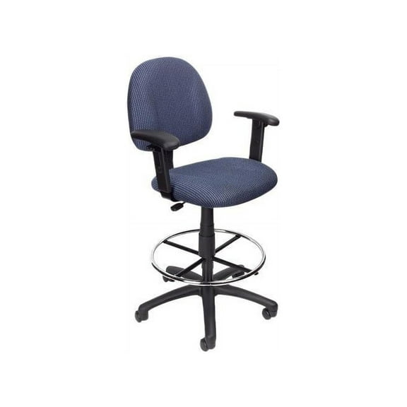 Boss Office Products Ergonomic Adjustable Drafting Chair with Adjustable Arms and Removable Foot Rest, Blue
