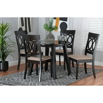 Baxton Studio Charlottle Modern Beige Fabric and Dark Brown Finished Wood 5-Piece Dining Set