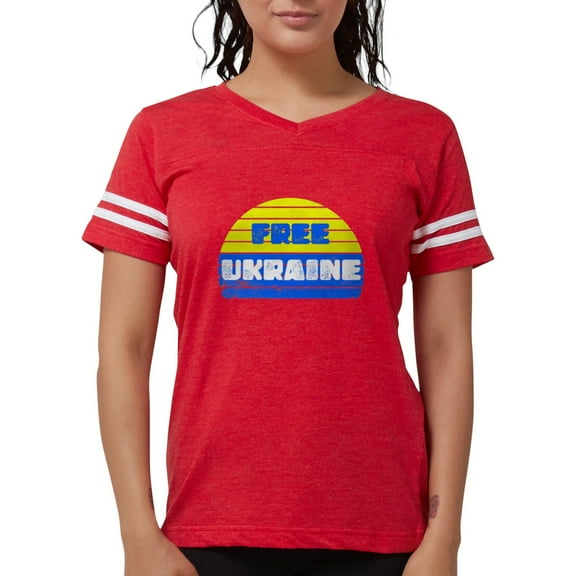 CafePress - Free Ukraine Women's Football T Shirt - Womens Football Shirt