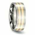 thumbnail image 4 of Titanium 14k Yellow Inlay Flat 8mm Polished Band Ring 10 Size, 4 of 6