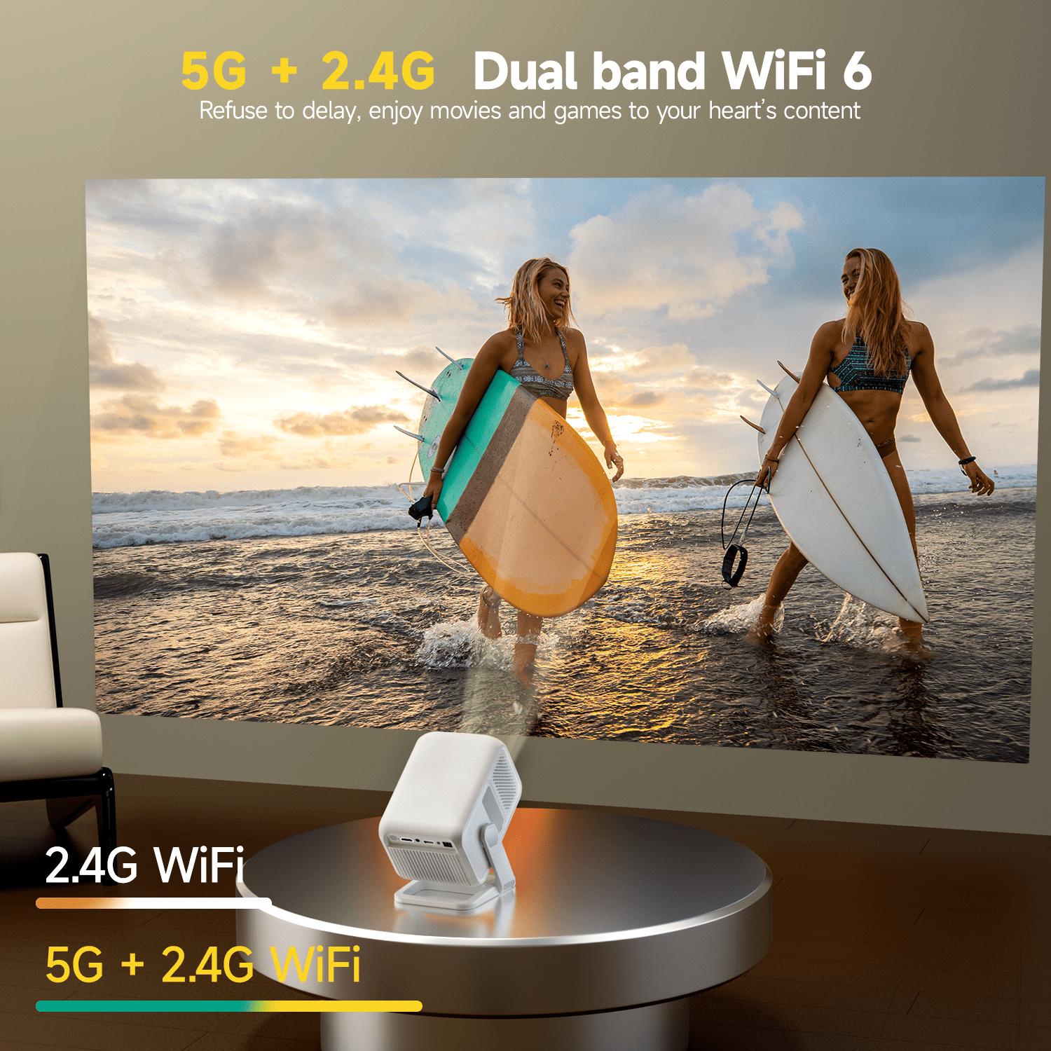 [Auto Focus & 1080P Native] Magcubic 8K&4K Full HD Mini Projector With WiFi 6 & BT 5.4, 420 ANSI Lumens Brightness, Built-in APPs Auto Keystone for Outdoor & Home Theater Portable Projector HY310X