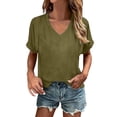 thumbnail image 2 of Basic Plain T Shirts for Women 2026 Summer Short Sleeve V Neck Relaxed Fit Casual Tshirt Blouse, 2 of 5