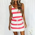 thumbnail image 2 of B91xZ Robes Printemps Été Grande Taille Sans Manches Mini Robe Col à Revers Ceinturée Veste Décontractée d'Été avec Poches, Rose TTG, 2 of 4