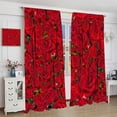 thumbnail image 5 of Rose Flower Blackout Curtains,Romantic Love Red Art Rose Flower Plant Windows Treatments Rod Pocket Drapes for Girls Living Room Bedroom Kitchen 84x84in, 5 of 6