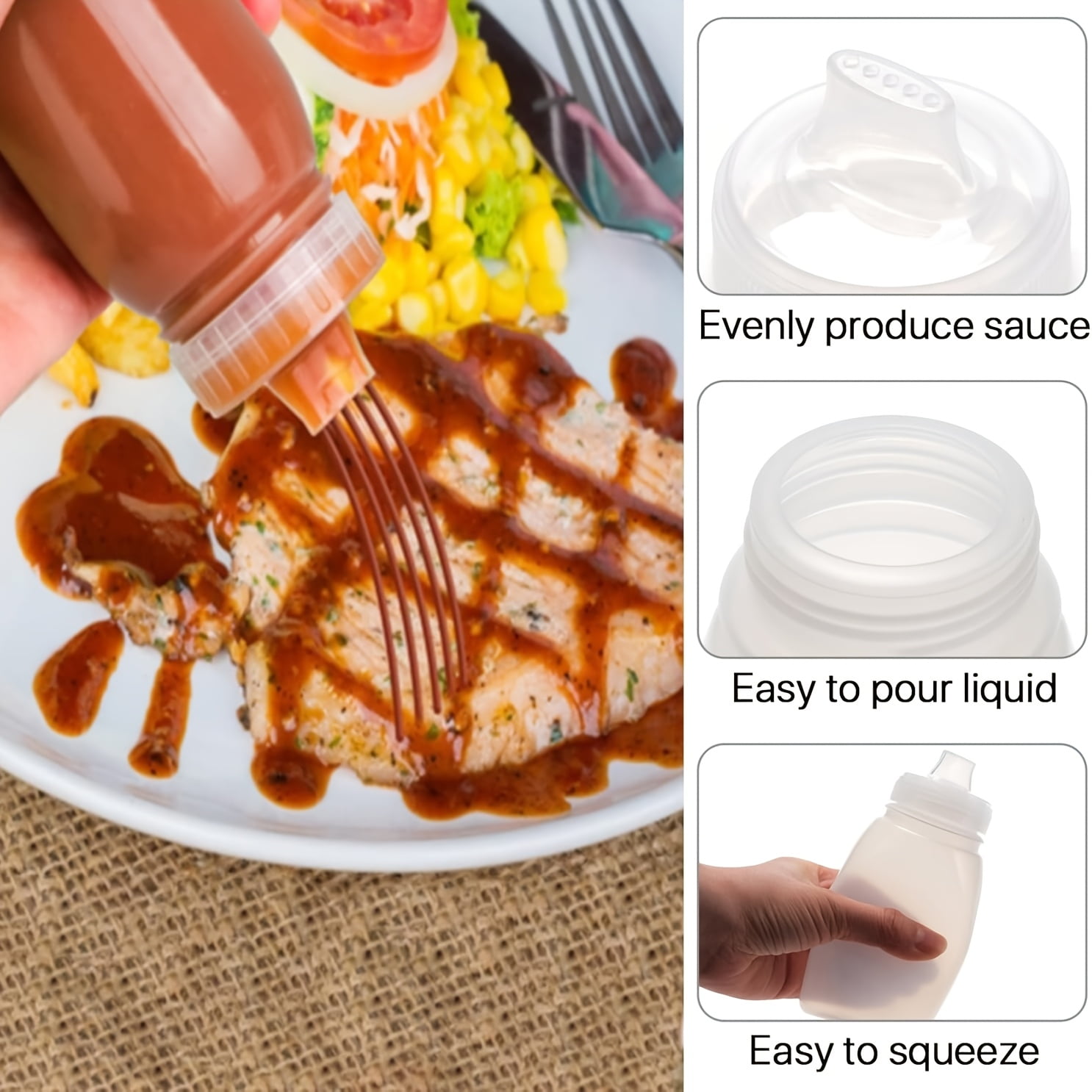 Porous Condiment Squeeze Bottles, Salad Dressing Container, Squeeze Bottles for Sauces, Botellas Exprimibles de Condimentos Syrup Dispenser Great for Ketchup, Salad, BBQ Sauce