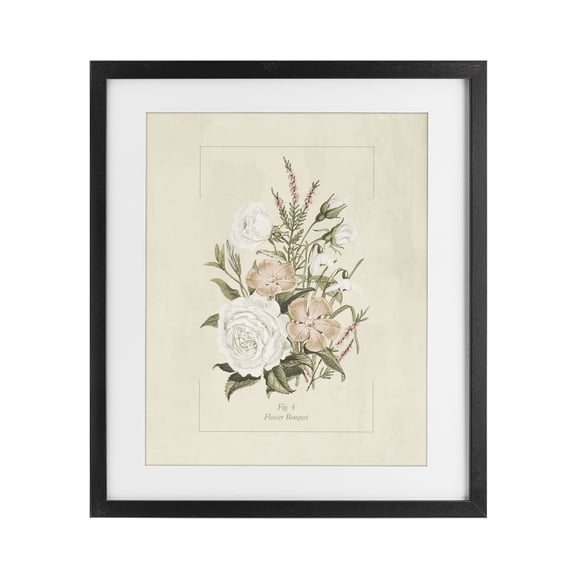 Stupell Industries French Country Neutral & Soft Bouquet Study Black Framed Print Under Glass, 17 x 21, by Dan Meneely