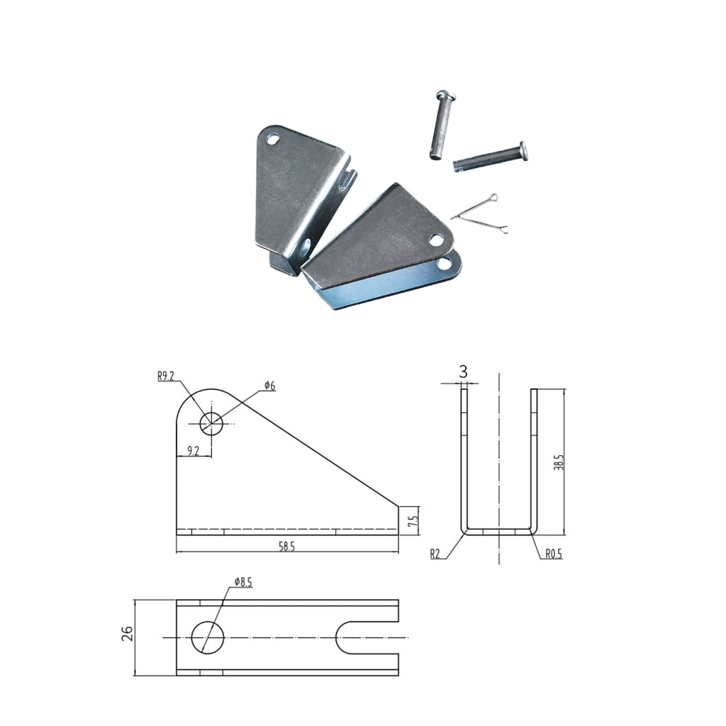 Electric Push Rod U Type Mounting Bracket Aluminum Bracket For Window Opener And Actuator Systems