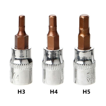 

3Pcs Hex Head Screwdriver Bit 1/4 Inch Drive Socket Hand Tools H3 H4 H5 H6 H7 H8