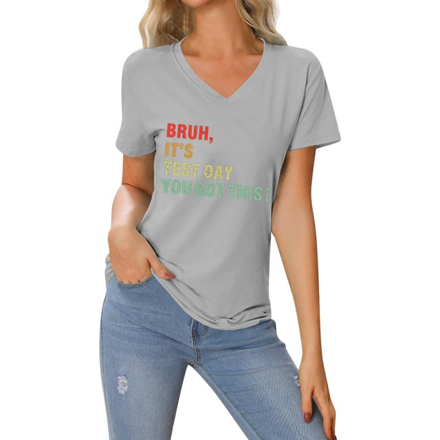 Youmylove Hauts d'Été pour Femmes T-Shirt Décontracté à Imprimé Cœur de la Saint-Valentin Col Rond Manches Courtes Blouses d'Été