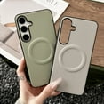 thumbnail image 6 of Case for Samsung Galaxy A56 5G, Compatible with Magsafe, Ultra Slim Drop Protective Shockproof Back Case, PU Leather + TPU, Lightweight, Support Wireless Charging Phone Cover, Green, 6 of 9