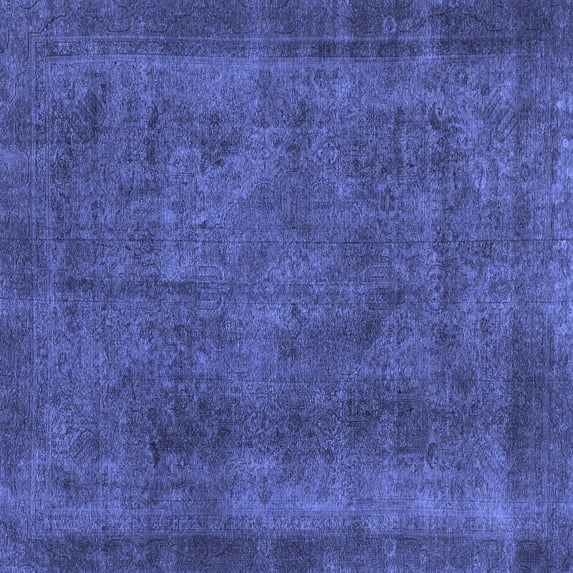 Ahgly Company Machine Washable Indoor Square Abstract Blue Modern Area Rugs, 4' Square
