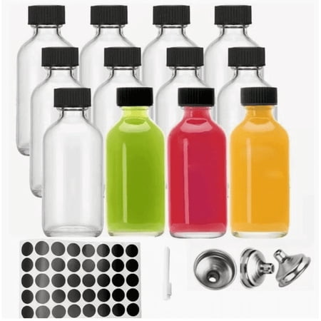 12 Pack 2 Oz Small Clear Glass Bottles W/Lid &Amp; 3 Funnels – 60ml Boston Shot Bottles For Health Immunity Potion Wellness Sample Ginger Juice – Mini Personal Care &Amp; Beauty Travel Bottle 12 Pack 2 Oz Small Clear Glass Bottles W/Lid &Amp; 3 Funnels – 60ml Boston Shot Bottles For Health Immunity Potion Wellness Sample Ginger Juice – Mini Personal Care &Amp; Beauty Travel Bottle
