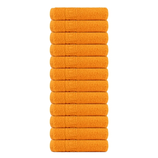 12 Piece 100 Cotton Hand/Bath Towel with Color Options Orange Hand