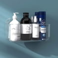 thumbnail image 3 of 1 piece of plastic wall-mounted storage rack shelf, wall/door kitchen, bathroom, cabinet, toilet, office, bedroom, craft room, no punch-transparent (single compartment-large), 3 of 7