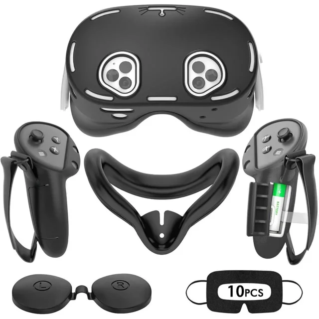 Silicone Cover Set Compatible with Oculus/Meta Quest 3S, VR Accessories for Meta Quest 3S, Protective Cover Set Includes Controller Grip Cover, Face Cover, VR Shell Cover