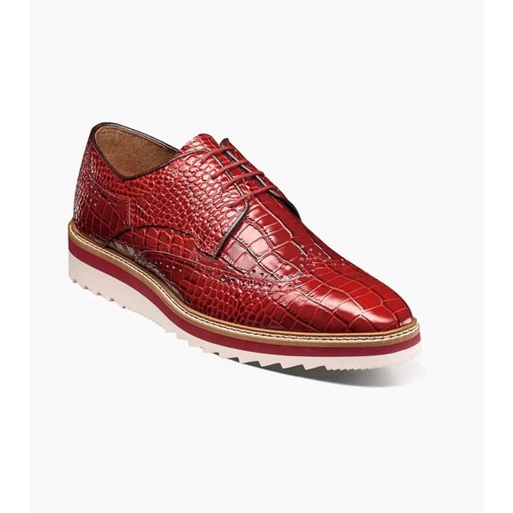 Stacy Adams Alario Wingtip Oxford Croco Leather Shoes Red 25725-600