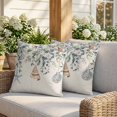 thumbnail image 3 of 24x24 Pillow Covers Set of 2, Blue Eucalyptus Coastal Square Throw Pillow Covers for Couch/Sofa/Living Room, Starfish Shell Summer Decorative Soft Pillowcases for Couch Throw Pillows, 3 of 9