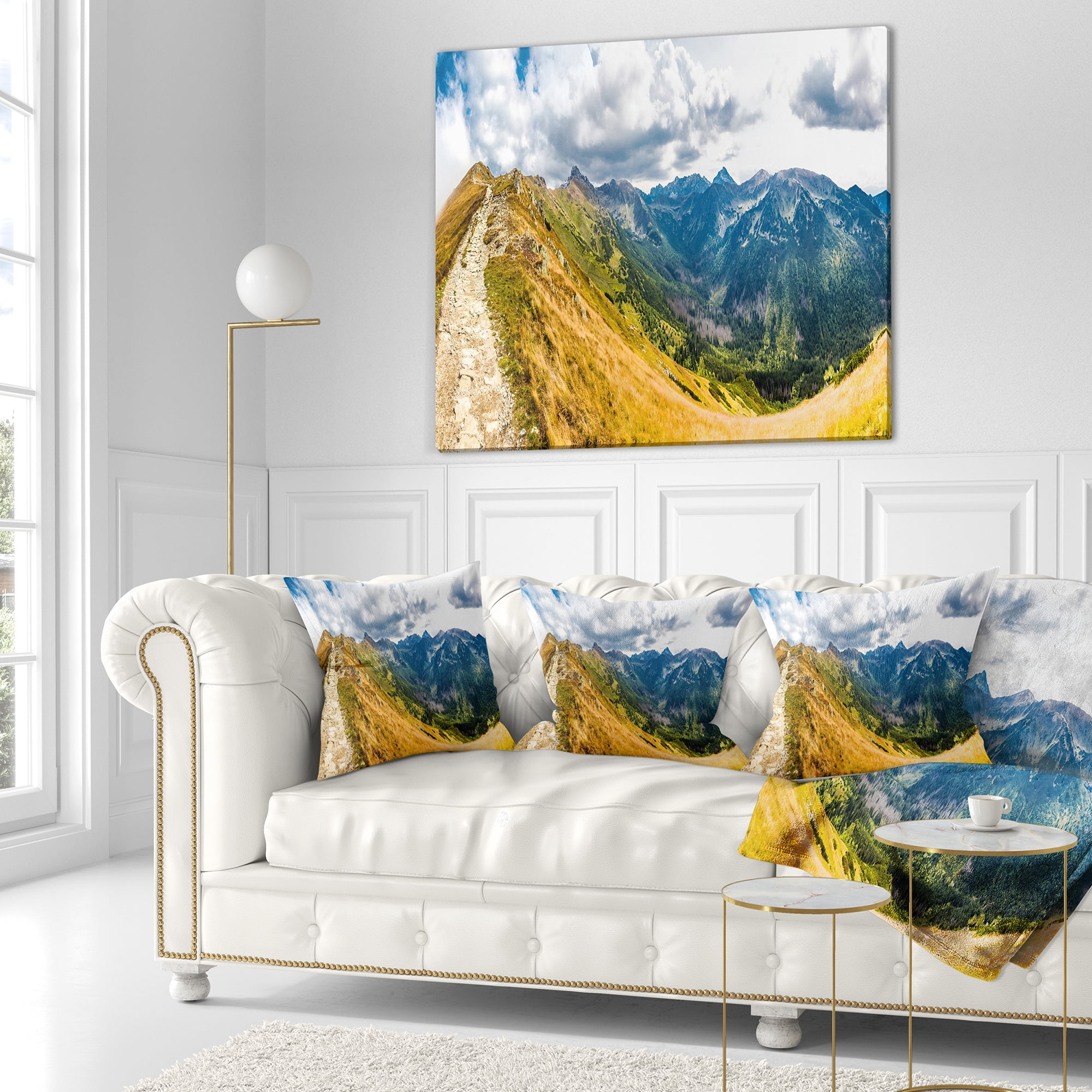 Designart Low Tatras Hike Panorama - Landscape Printed Throw Pillow - 16x16