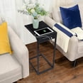 thumbnail image 5 of C Shaped End Table with Charging Station, Slide Under Sofa Side Table Set of 2 ,TV Tray Couch Table with USB Ports Outlets, Metal Frame Snack Table for Living Room Bedroom Black, 5 of 10