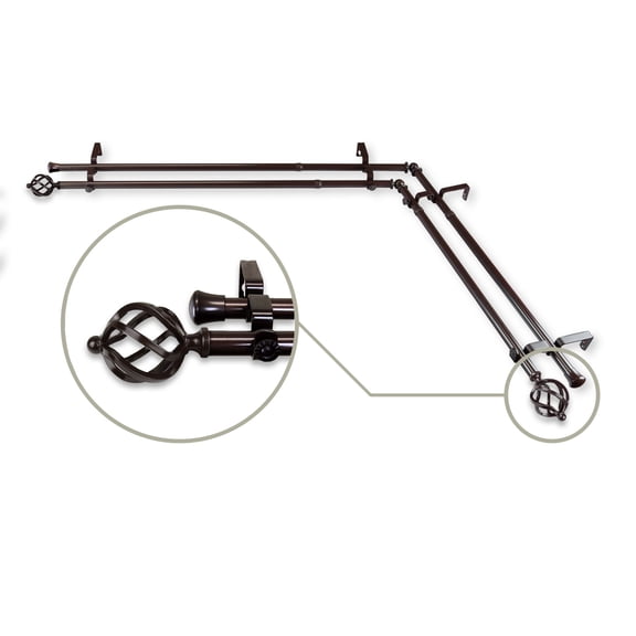 Contemporary Home Living 104" Gold and Black Contemporary Double Corner Window Curtain Rod