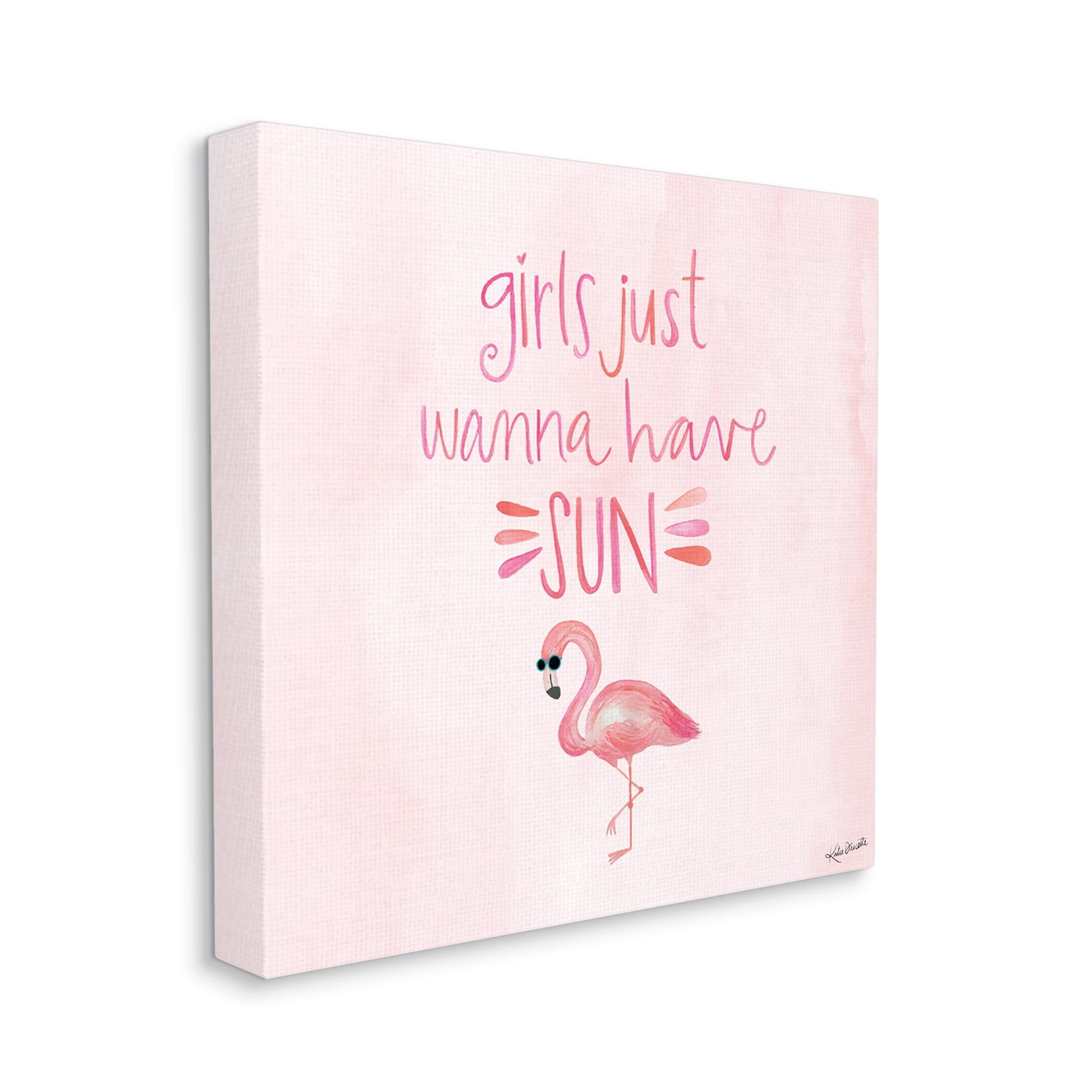 Stupell Industries Girls Just Wanna Have Sun Tropical Summer Phrase Canvas Wall Art, 36 x 36, Design by Katie Doucette