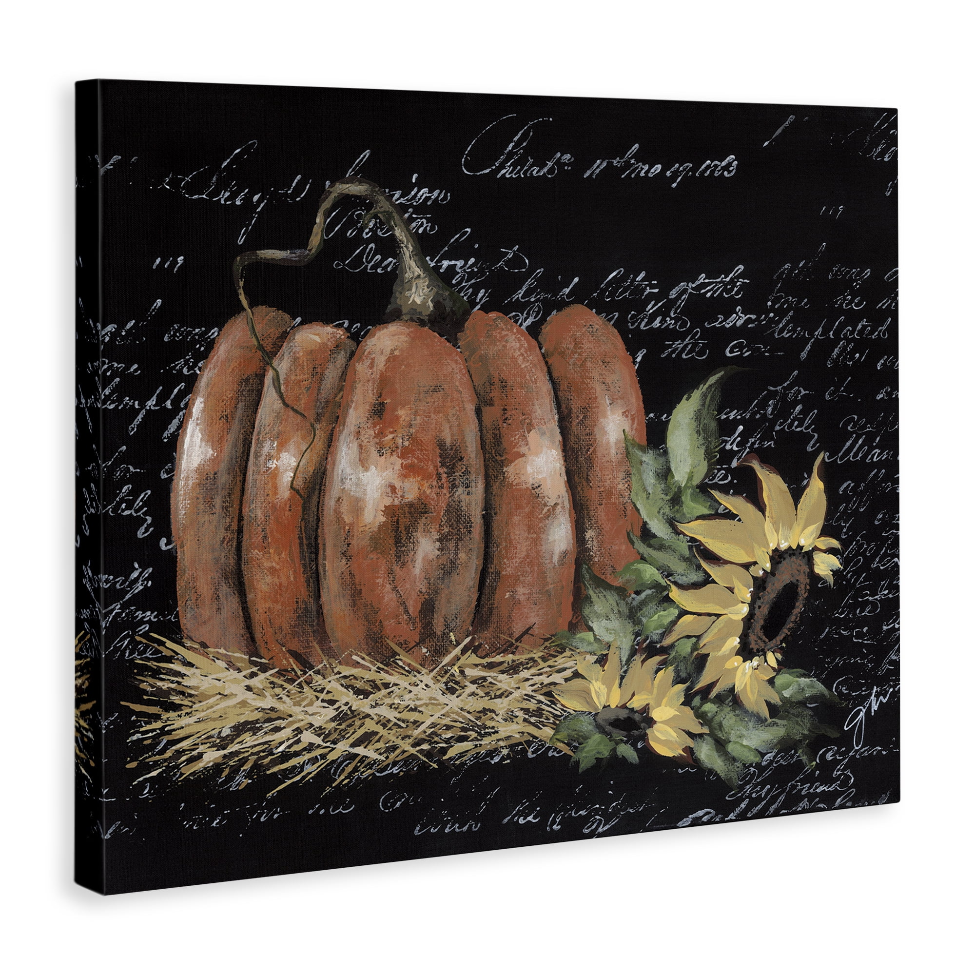 Stupell Industries Autumn Country Pumpkin Botanical & Floral Painting Gallery Wrapped Canvas Art Print Wall Art, 30 x 24