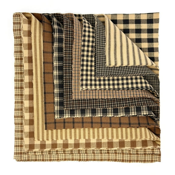 Brown & Black Homespun Fabric 44 Precut 10 inch Quilt Squares Cake Layers by JCS