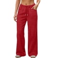 thumbnail image 2 of Womens Yoga Sweatpants Elastic Waist Sweatpants Solid Color Drawstring Wide Leg Sweatpants with Pockets Casual Soft Sweatpants Lounge Pants, 2 of 6