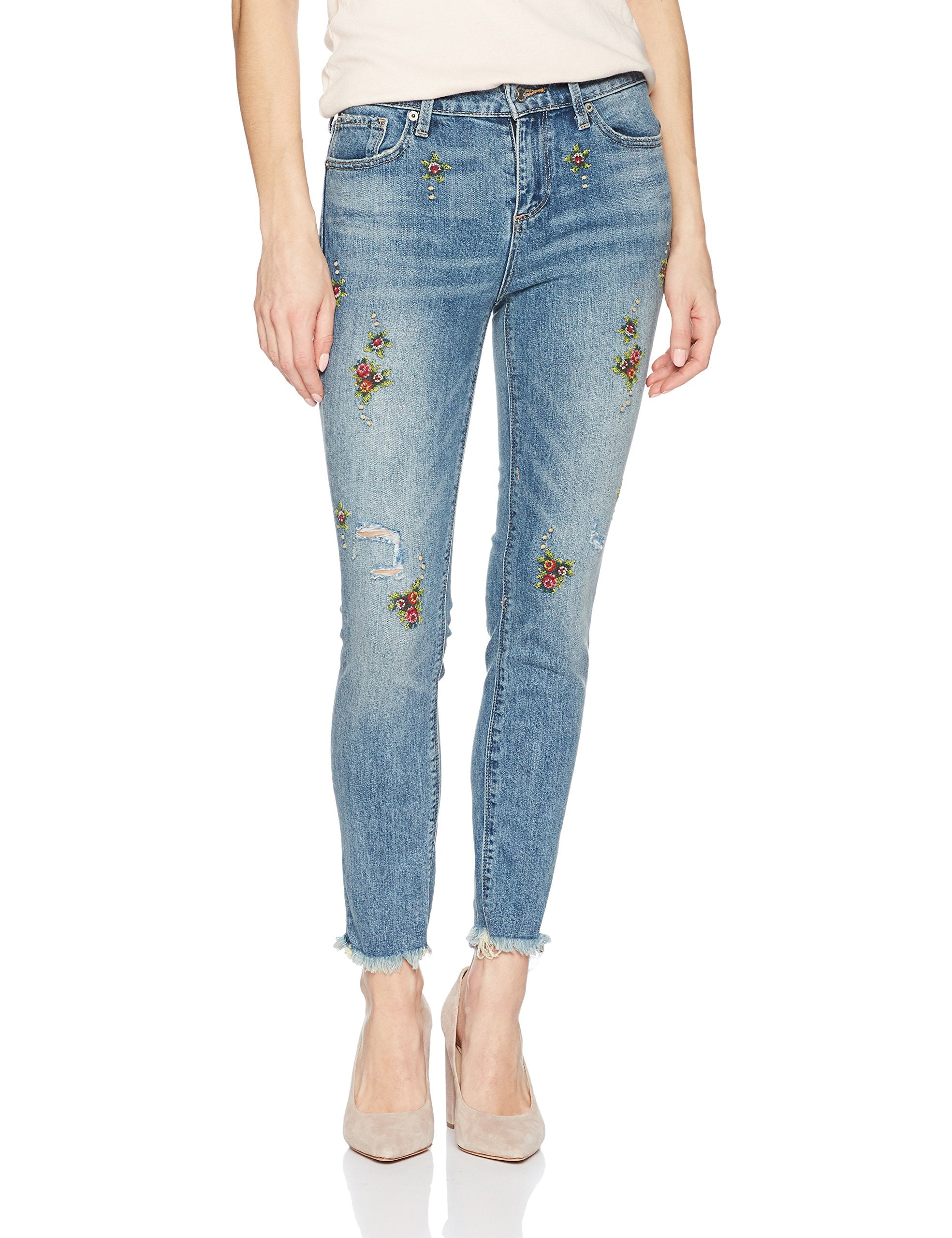 Lucky Brand - Womens Embroidered Stretch Cutoff Jeans 6 - Walmart.com ...