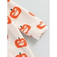 thumbnail image 5 of Infant Baby Girls Boys Rompers Halloween Clothes Pumpkin Print Crew Neck Long Sleeve Jumpsuits Bodysuits, 5 of 7