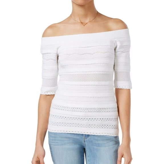 MAISON JULES $80 Womens New 1056 White Boat Neck Sweater L B B