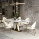 thumbnail image 4 of Luxury Rock Slab Kitchen Dining Table 8 Dinner Chairs Metal Titanium Gold Base Faux Marble Table Chair Set Meuble De Cuisine My Lux Decor Round, 4 of 20