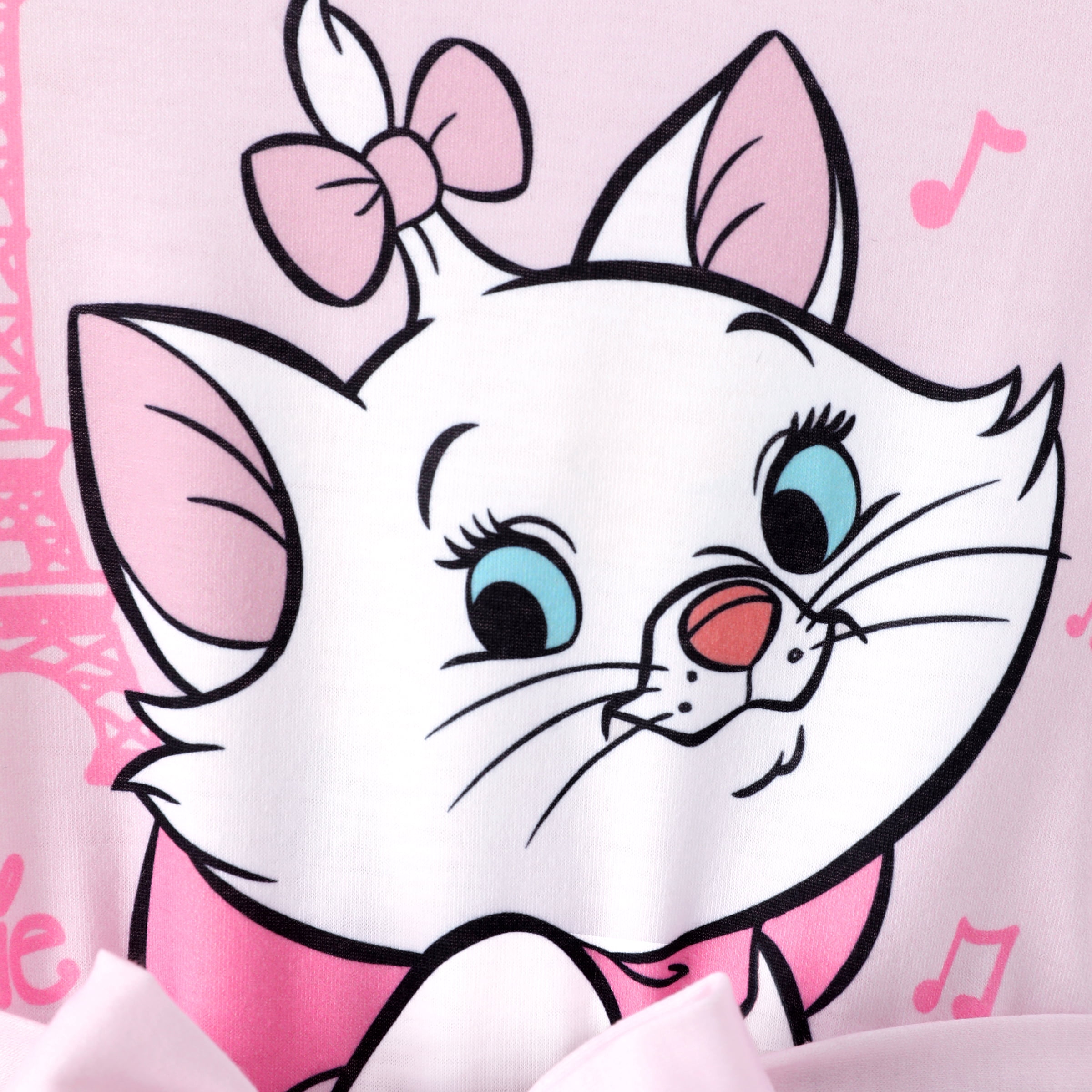 Disney Marie Girls Romper Dresses Bow Paris Eiffel Cat Graphic Pink Elegant Tulle Skirt Summer Outfit Baby Toddlers 2T