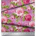 thumbnail image 2 of Soimoi Cotton Poplin Fabric Leaves & Peony Floral Print Fabric by The Yard 56 Inch Wide, 2 of 3