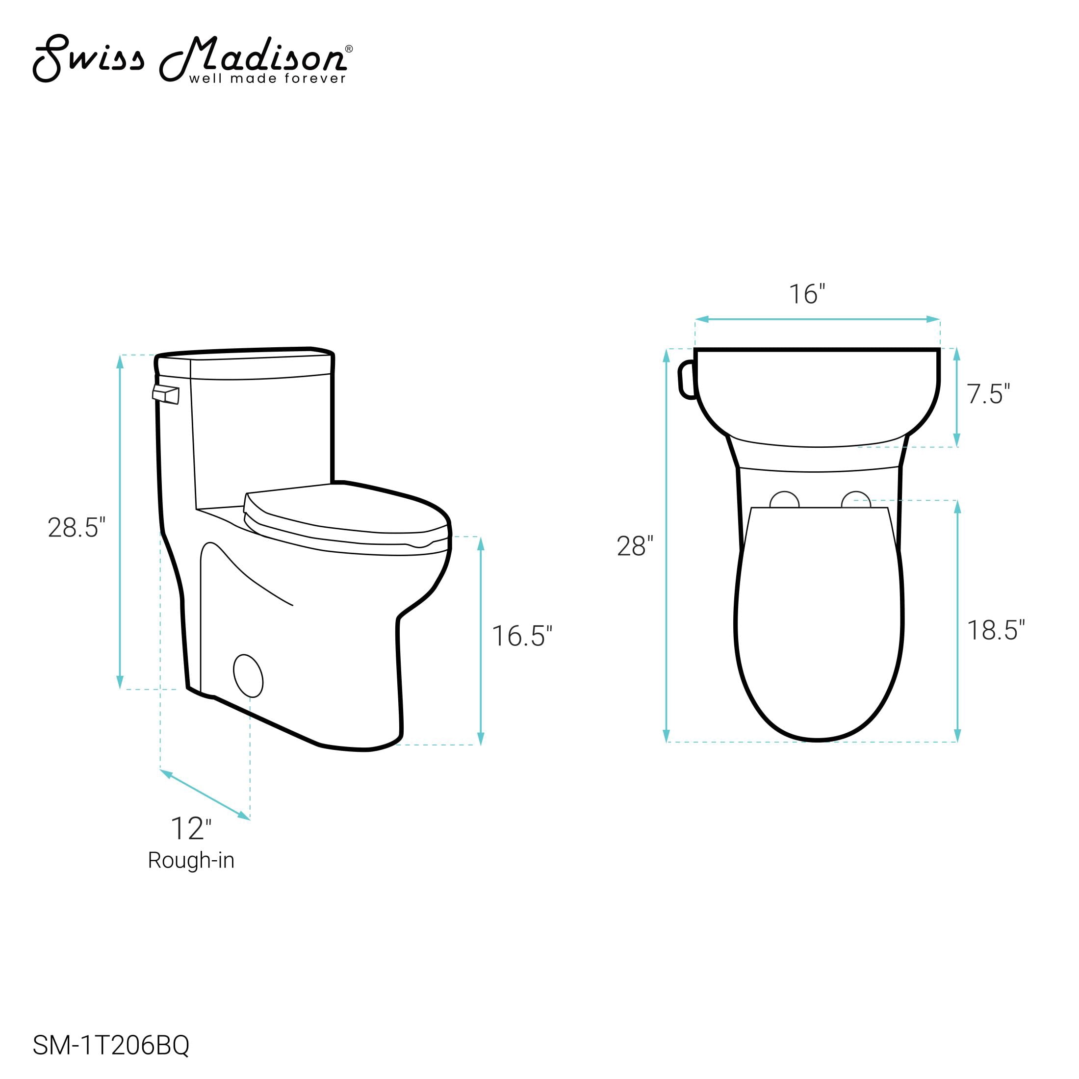 Sublime One-Piece Elongated Left Side Flush Handle Toilet in Bisque 1.28 gpf