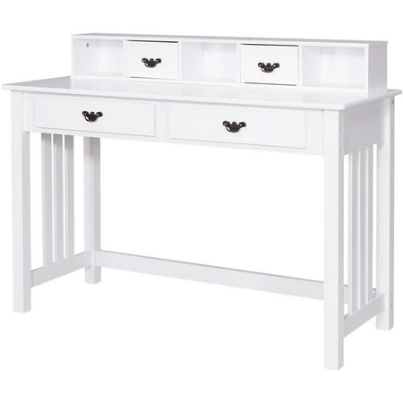 Gymax Writing Desk With Drawers And Removable Hutch Solid