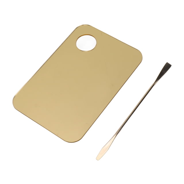 Paleta Mezcladora De Nail Art, Paleta Mezcladora De Maquillaje Acrílico Dorada Con Espátula Para Sombras De Ojos