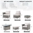 thumbnail image 2 of XIZZI 10PCS Patio PE Rattan Outdoor Furniture Set w/ Rectangle Fire Pit,Beige Stripe Cushion, 2 of 13