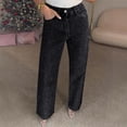 thumbnail image 2 of Jeans for Women High Waist Y2K Vintage Straight Leg Denim Pants Fashion Rhinestones Solid Casual Button Jeans Casual Stretchy Baggy Jeans with Pockets, 2 of 6