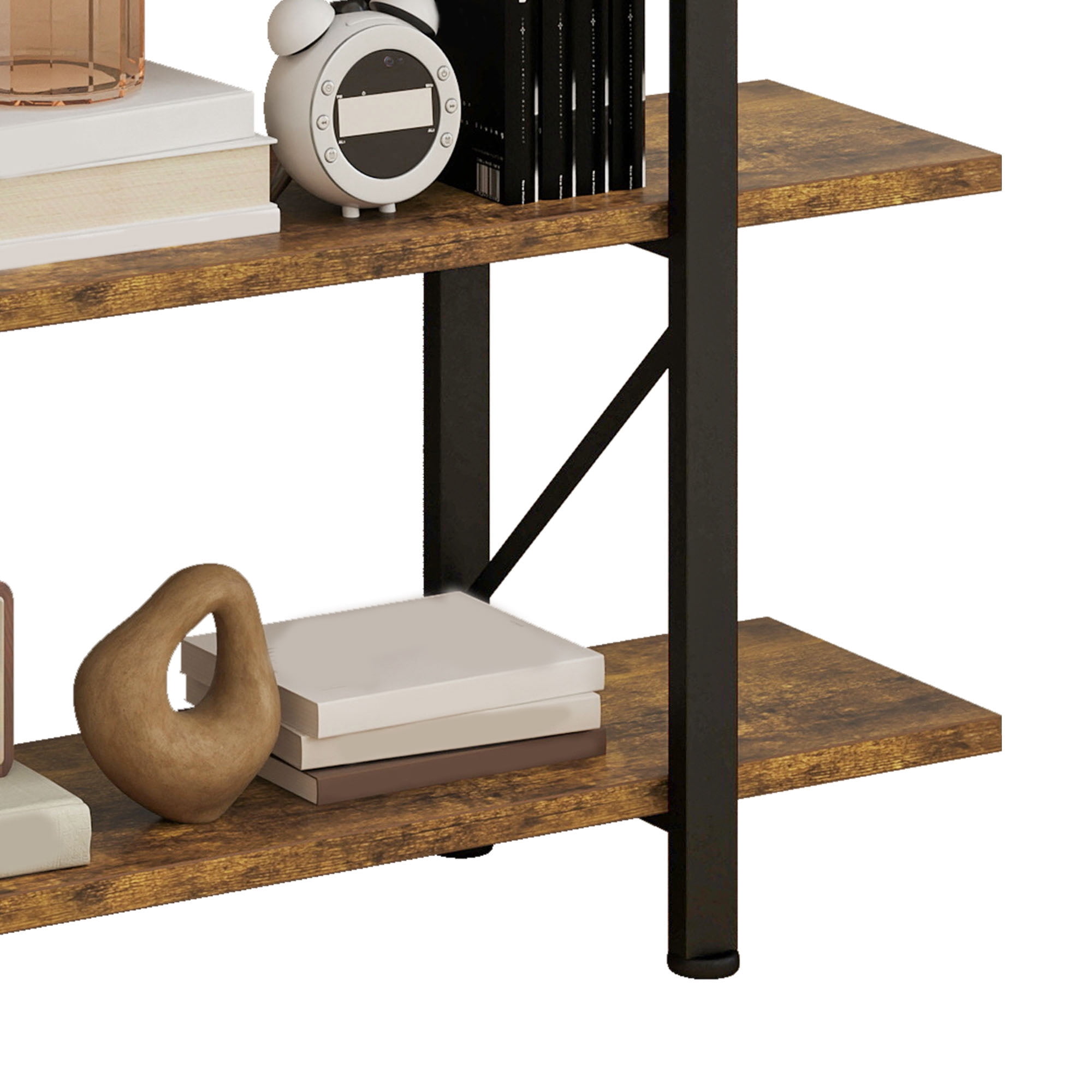 Uforic 5 Tier Bookshelf, Freestanding Industrial Bookcase, Storage Shelving Unit for Home Office, Brown