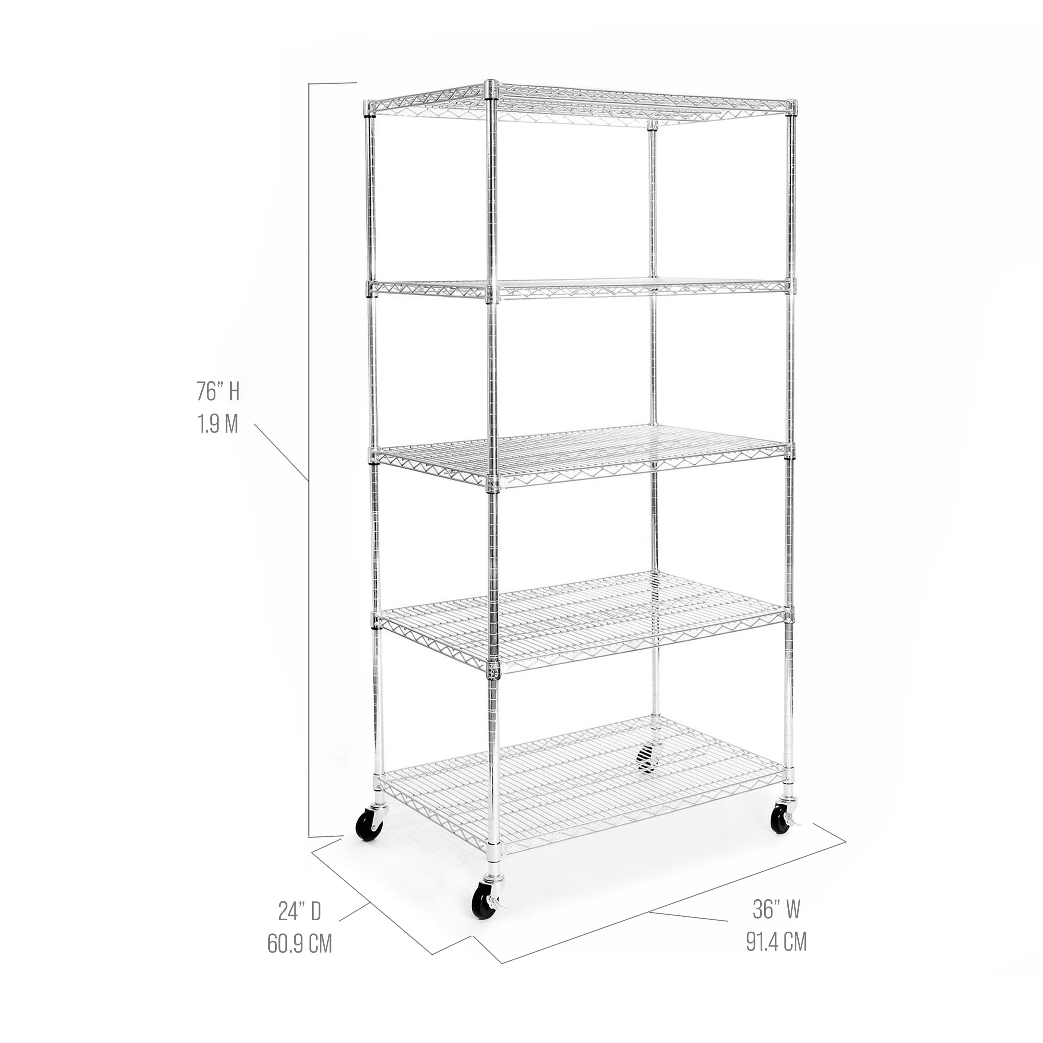 Seville Classics UltraDurable® 5-Tier NSF Steel Wire Shelving, 36" W x 24" D, Plated Steel