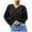 Black, variant on UJNDER Fashion Solid Crop V Neck Long Sleeve Knit Sweater Pullover for Women Black M