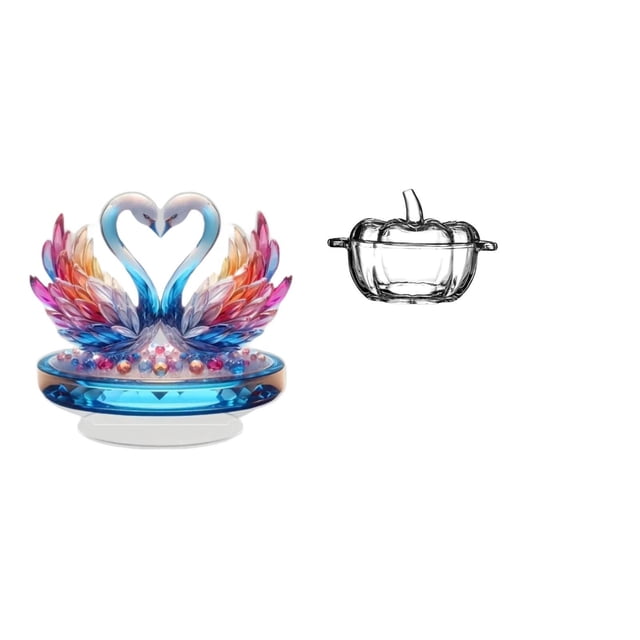 Estatua de escultura de cisne,Escultura de cisne para decoración del hogar Adorno de San Valentín,Plato de dulces,Plato de dulces de vidrio con tapa Tarro de dulces decorativo,Para el buffet