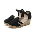 thumbnail image 4 of Samickarr Summer Sandals For Women Indoor And Outdoor Wide Womens Closed Toe Wedges Shoes Platform Slingback Mid Low Heel Canvas Dress Sandals, 4 of 6