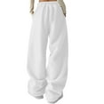 thumbnail image 3 of Efsteb Womens Sweatpants High Waisted Plus Size Sweatpants Fleece Lined Wide Leg Pants Winter Warm Baggy Pants Trousers (White,XL), 3 of 7