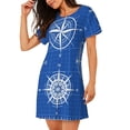 thumbnail image 2 of Wukai Compass Print Women's Loose Short Sleeve Nightgown, Soft Sleep Dress for Comfortable Relaxation, Casual Lounge Wear, 2 of 6