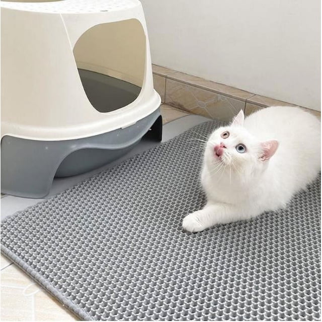 Alfombrilla para arena de gatos, filtro para caja de arena para gatos, alfombrilla antisalpicaduras de gran tamaño de EVA de doble capa para control de arena de mascotas, suministros para gatos